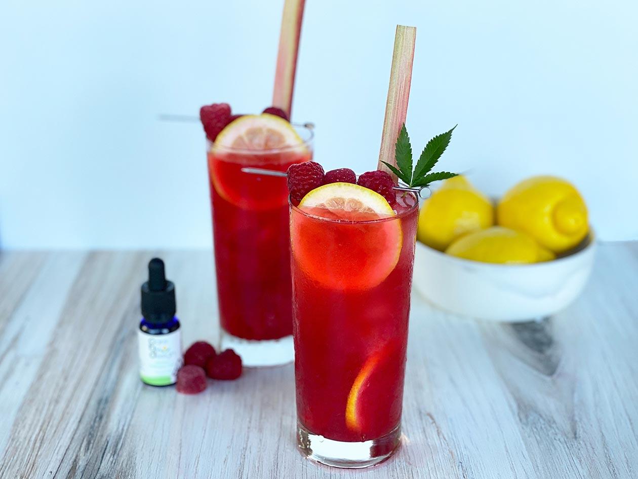 Raspberry Rhubarb Palmer with Raspberry Gummy Garnish